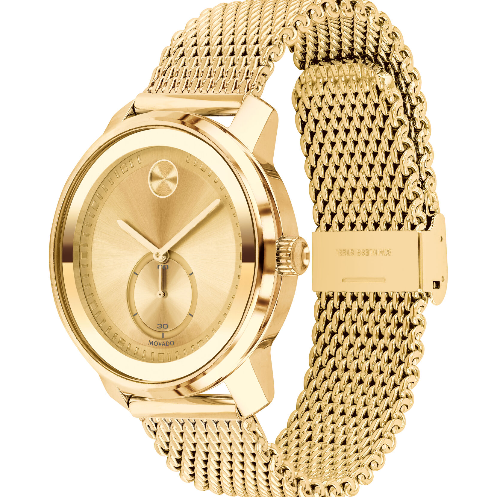 Movado | Movado BOLD Metal gold watch, dial and mesh bracelet