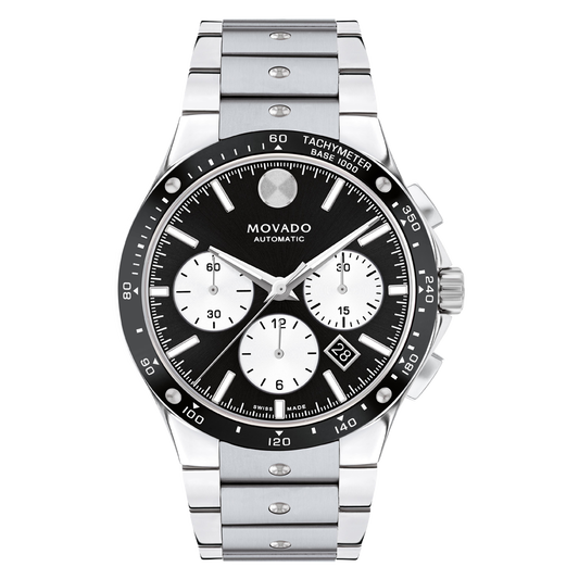 SE watch Automatic | silver Alta Chronograph Movado with and bracelet black dial