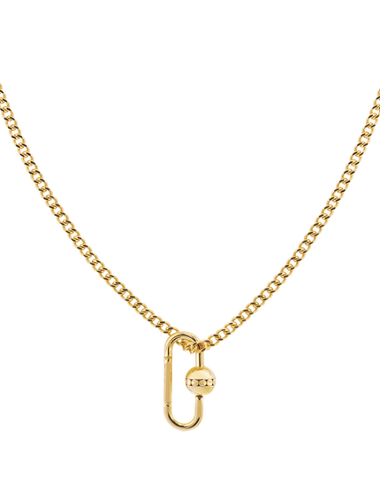 Initial Lock Necklace with Diamonds - Gold Vermeil