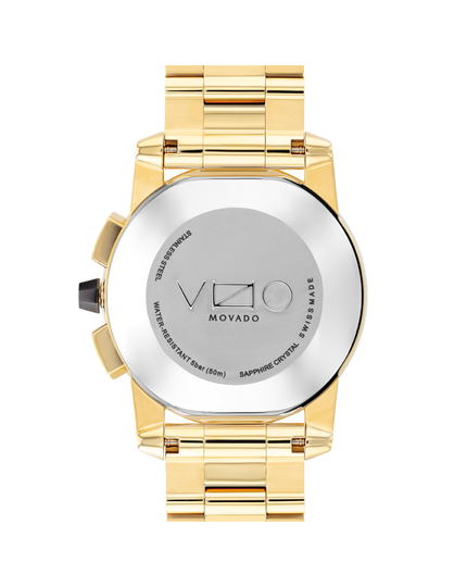 Movado | black bracelet dial Chronograph and yellow gold Watch with Vizio