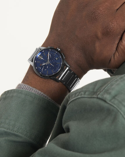 Movado | Museum Sport watch gunmetal with blue bracelet dial and