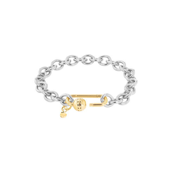 Movado | Sphere Lock Collection sterling silver chain bracelet with 14K ...