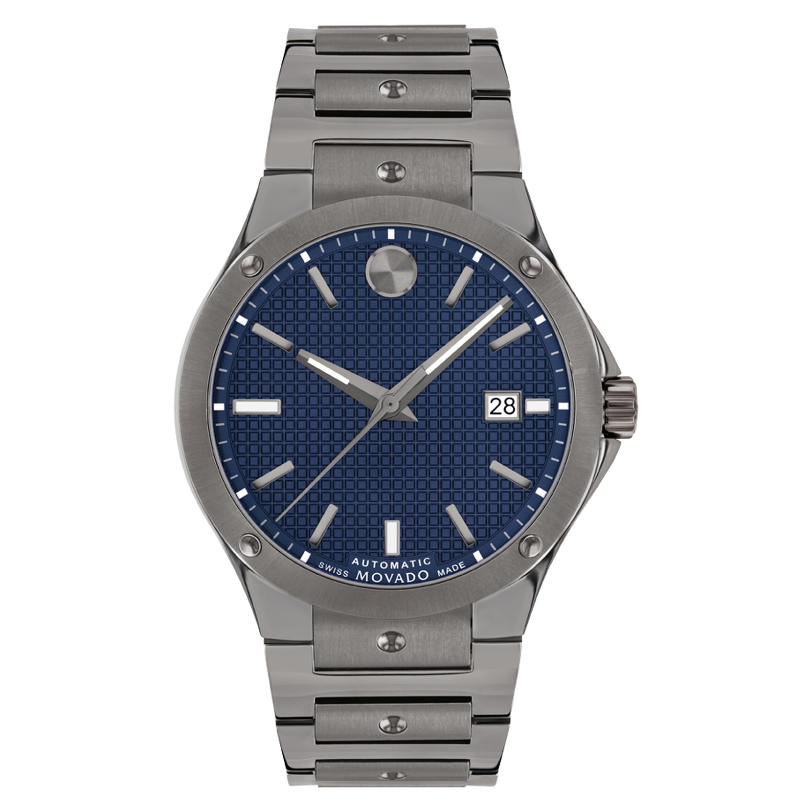 stainless SE | Automatic Movado Super-LumiNova hands/hour crystal blue grey Movado Sapphire steel and with dial, watch Swiss