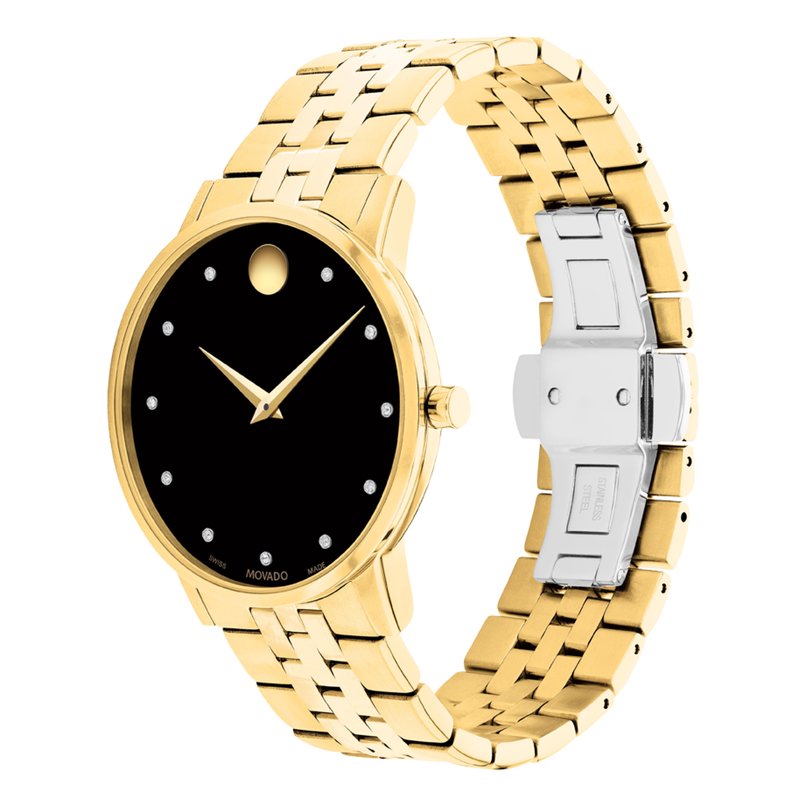bracelet with watch | black dial Classic Museum Movado and gold