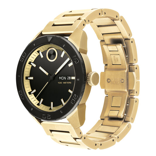 Movado | Movado BOLD gold watch with black dial, gold accents and gold ...