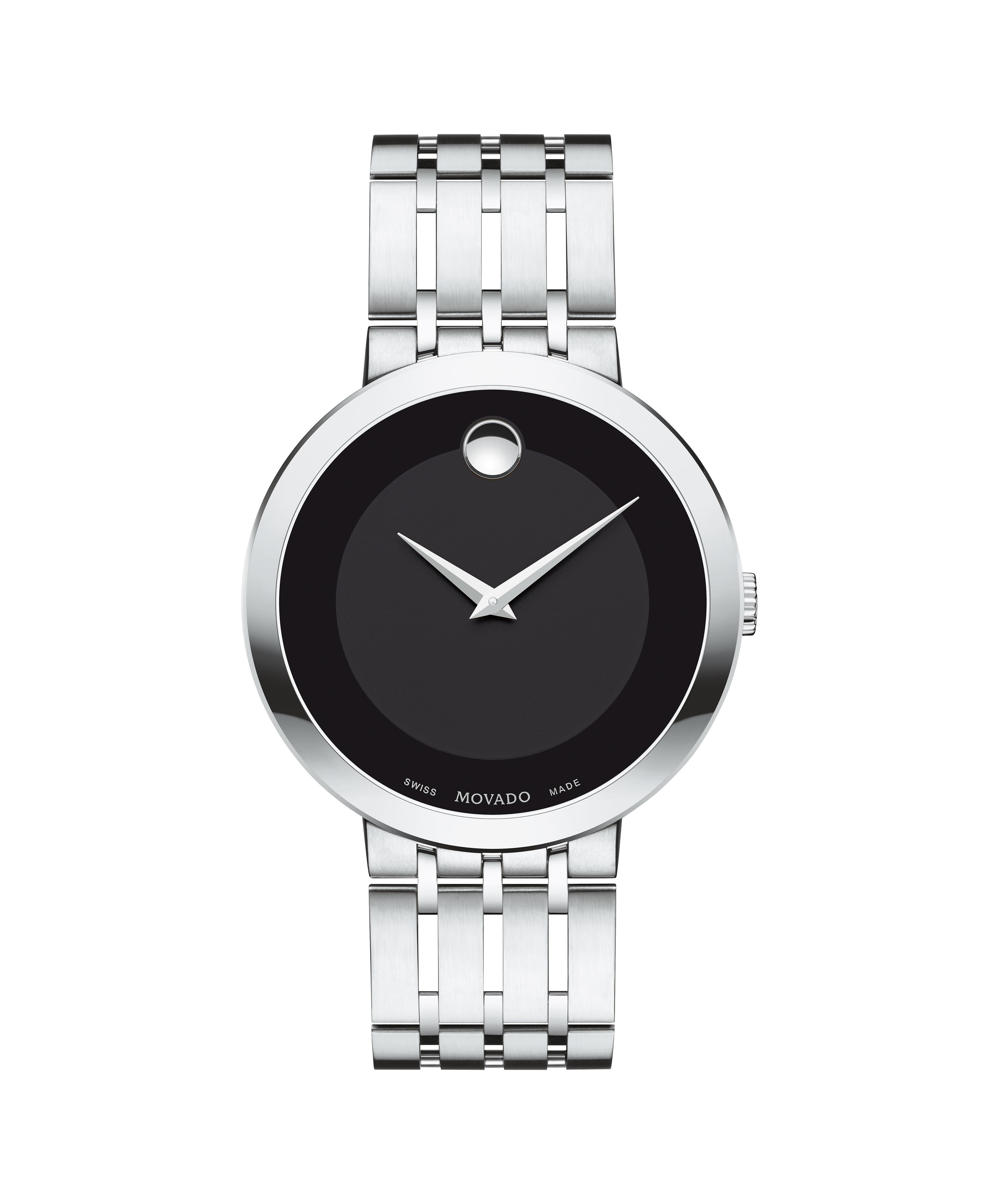 Stainless Steel Watch with Black Dial