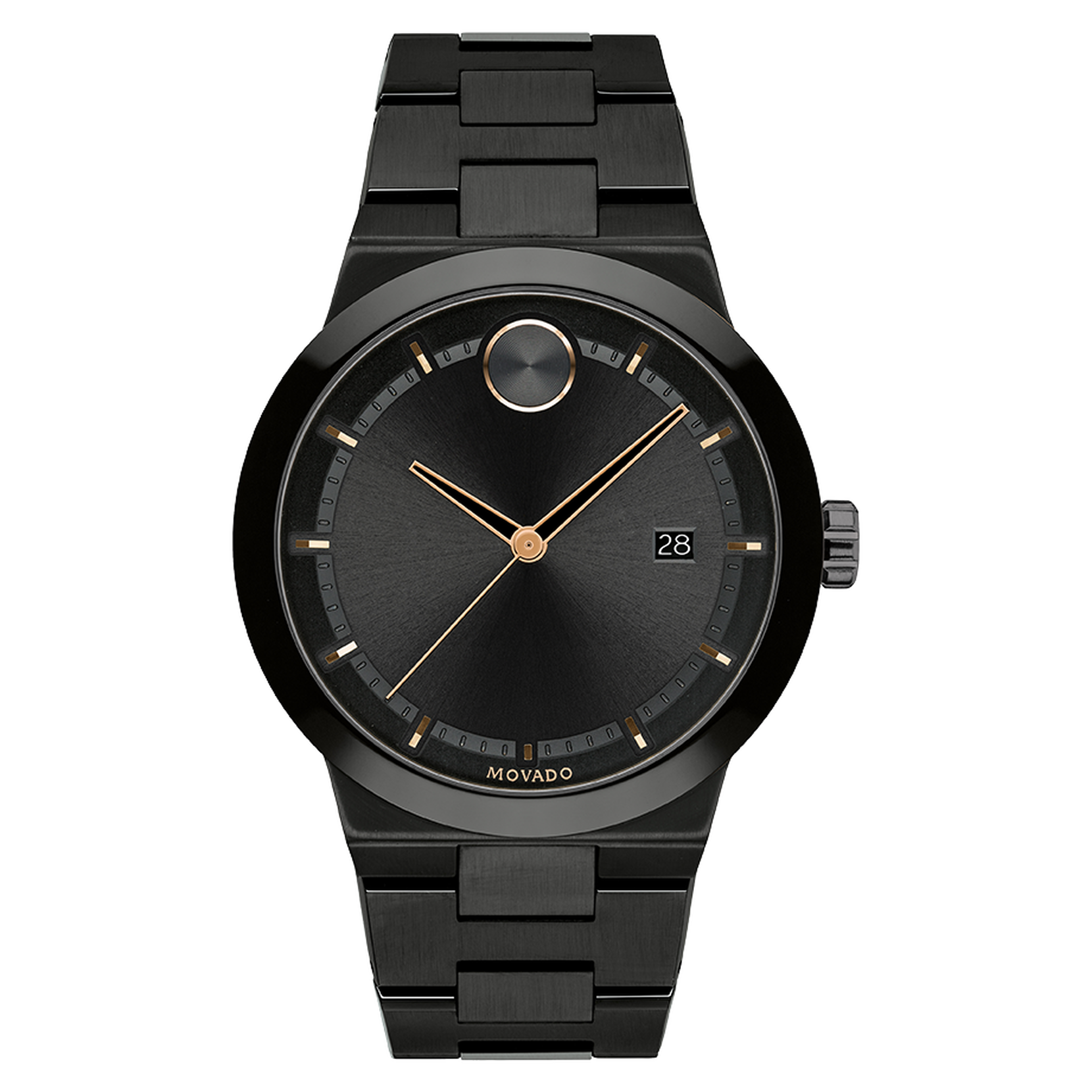 Movado | Movado BOLD Fusion black watch, dial and bracelet with bronze ...
