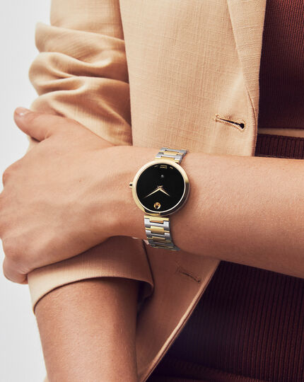 Movado | Museum two-toned black Classic and bracelet with watch dial
