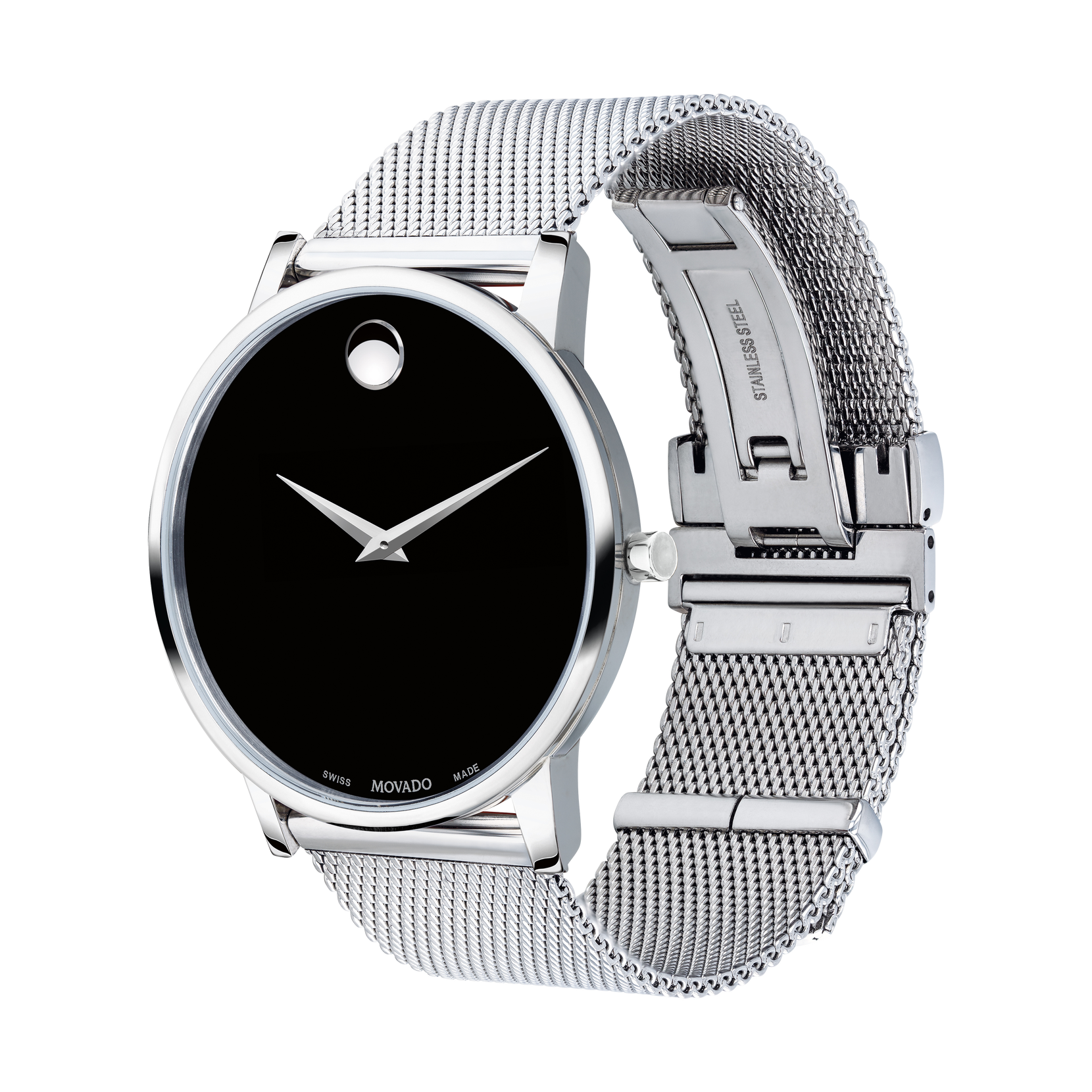 With Dial Stainless Movado Steel Mesh | Men\'s Museum Watch Bracelet Classic Black