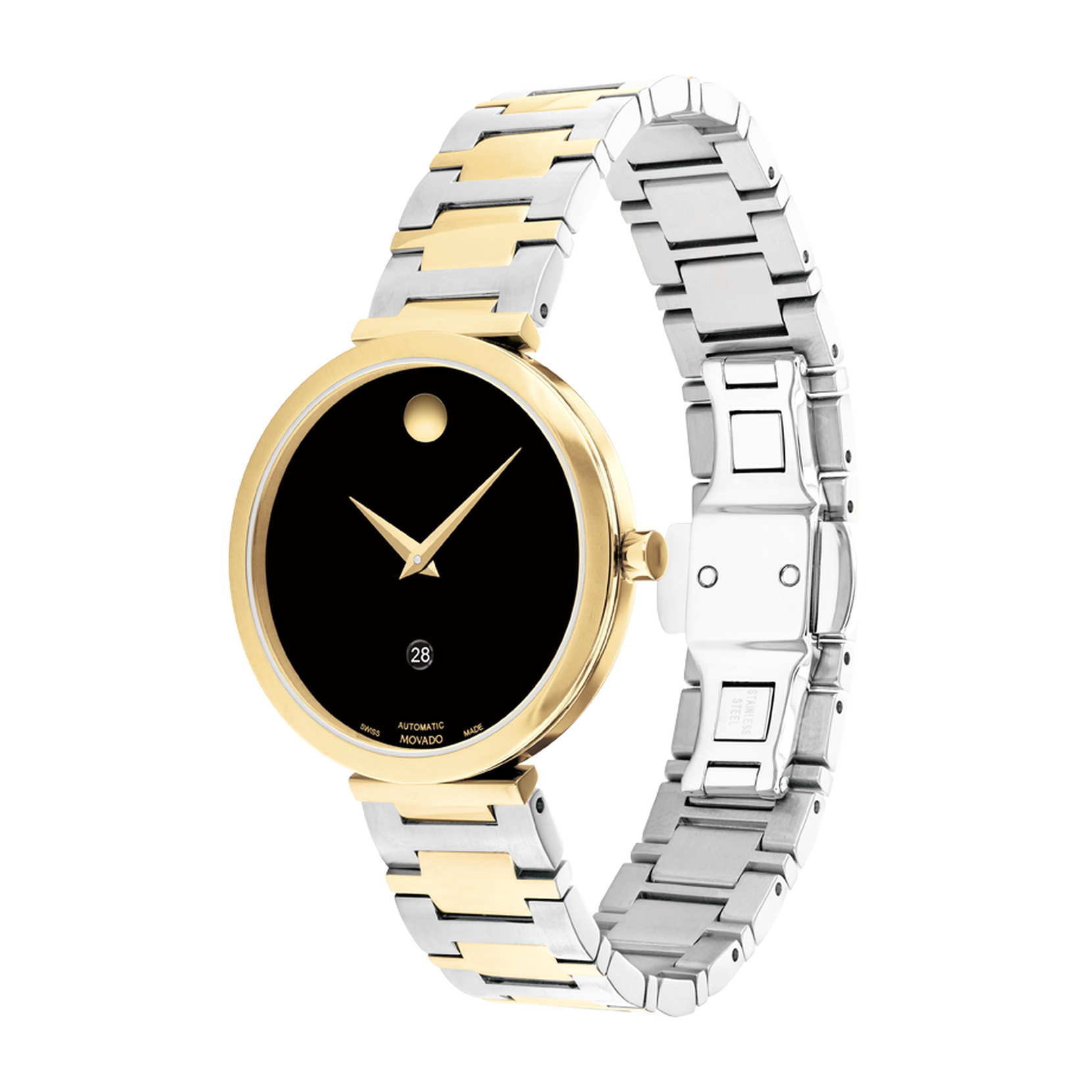 with | watch two-toned black Classic Museum bracelet Movado dial and
