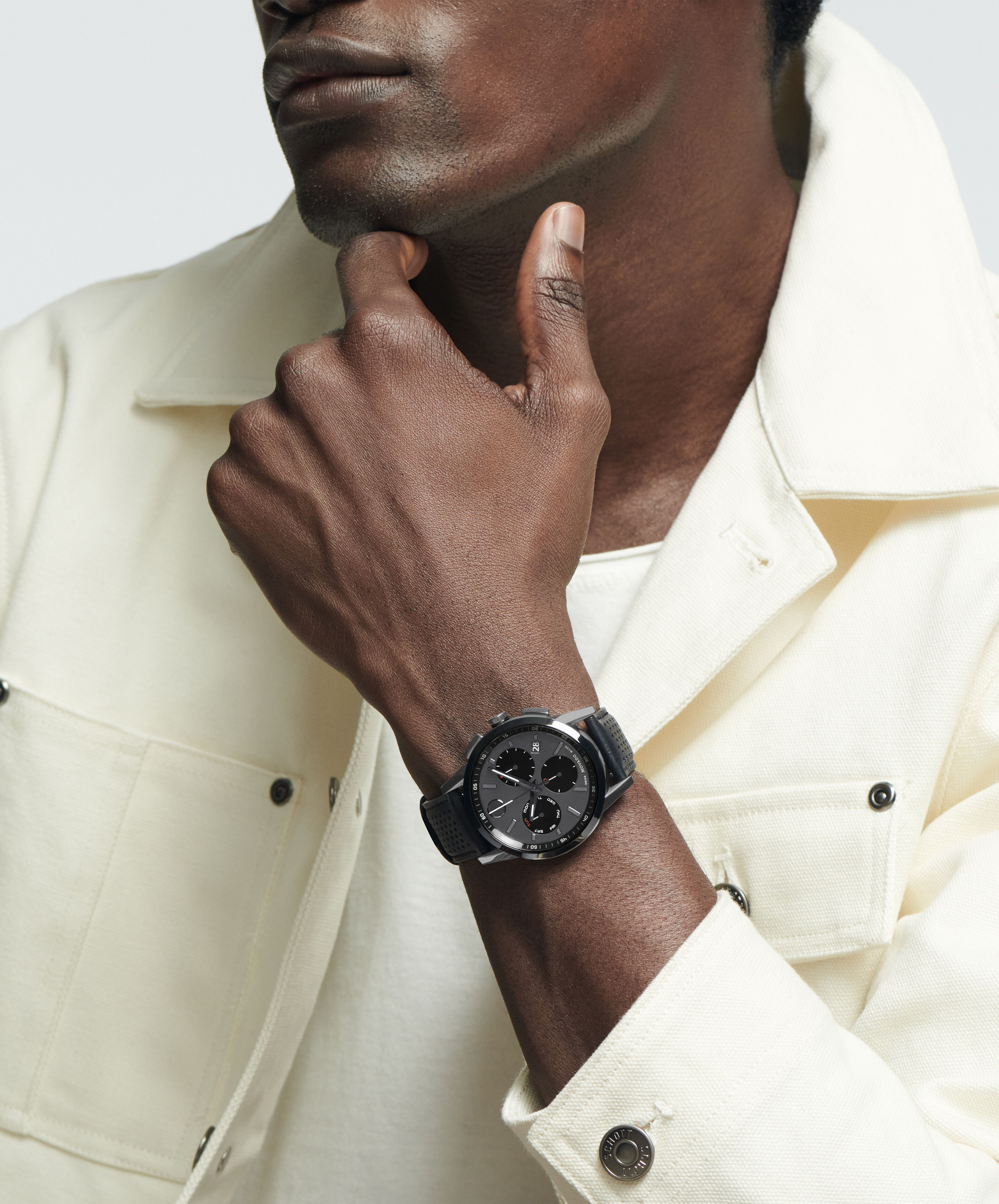 Movado | Movado Museum Sport black perforated leather strap watch