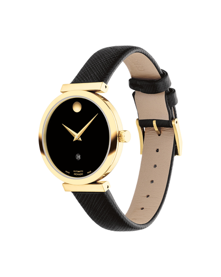 Movado dial Classic watch with | black strap and Museum