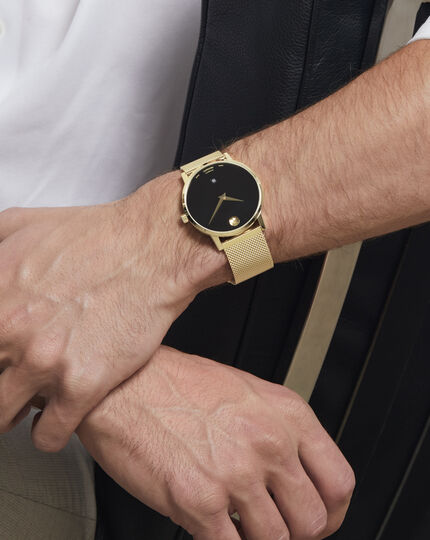 Museum Classic watch and | Movado gold strap with dial black