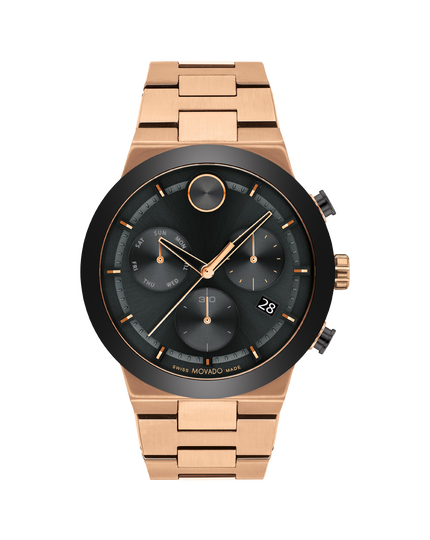 Movado | BOLD Fusion watch with rose gold bracelet and black dial