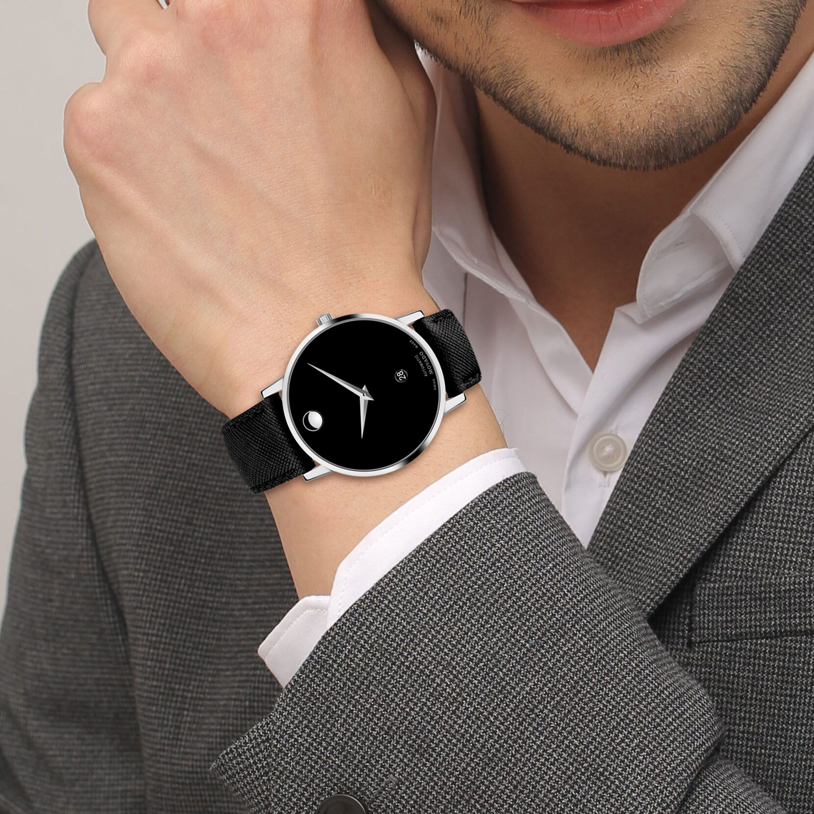 Watch | Automatic Classic With Black Stainless Museum Strap Movado Movado Case Leather Steel