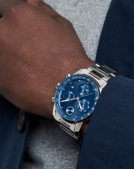Movado | stainless chronograph Bold Movado Verso with blue watch steel dial