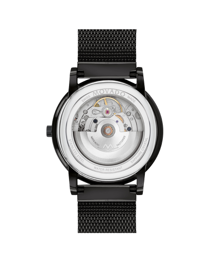 Movado| Museum Classic exposed with watch Automatic display structure movement steel mesh stainless and caseback dial bracelet black to and