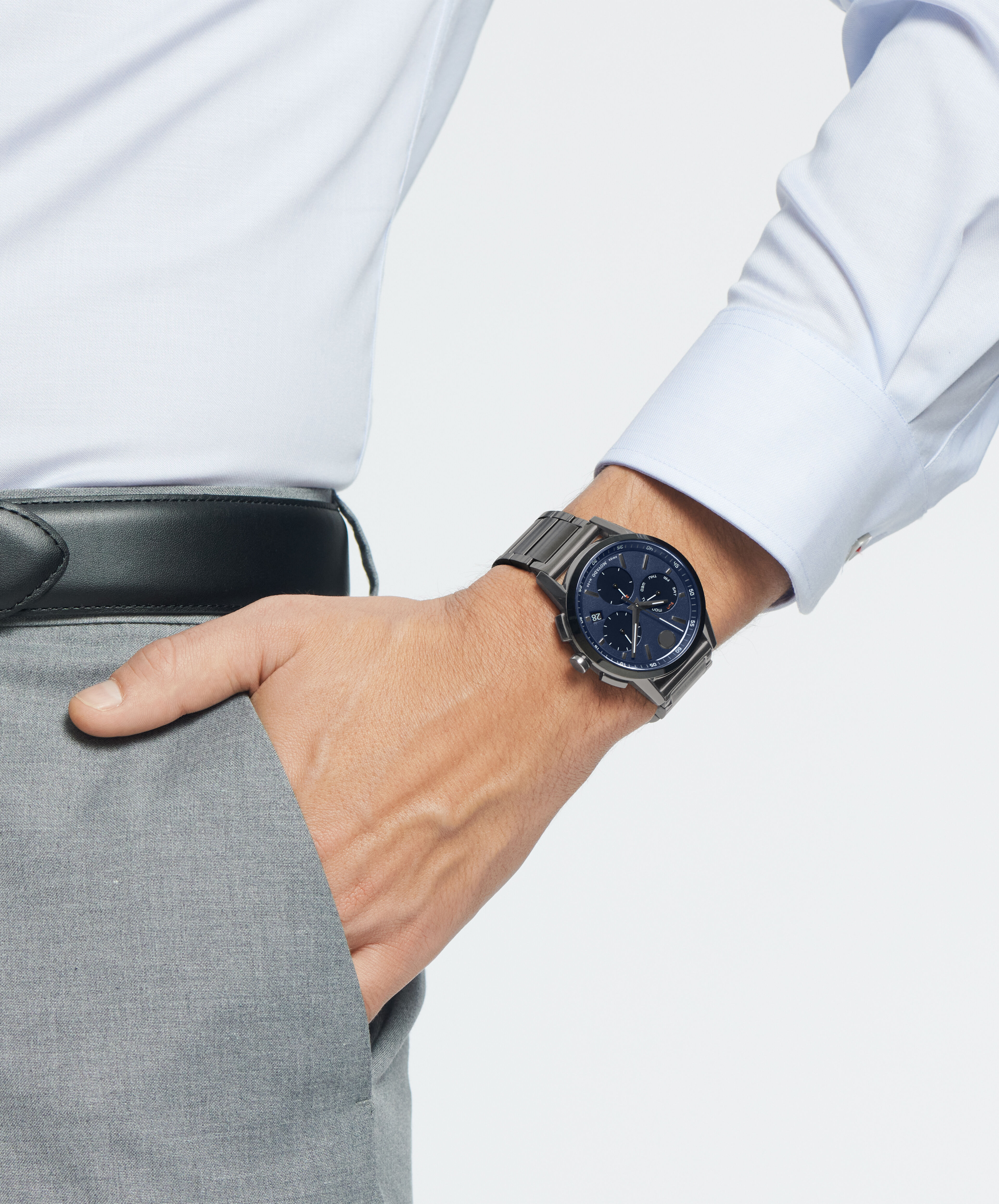 Movado | Museum Sport watch with gunmetal bracelet and blue dial