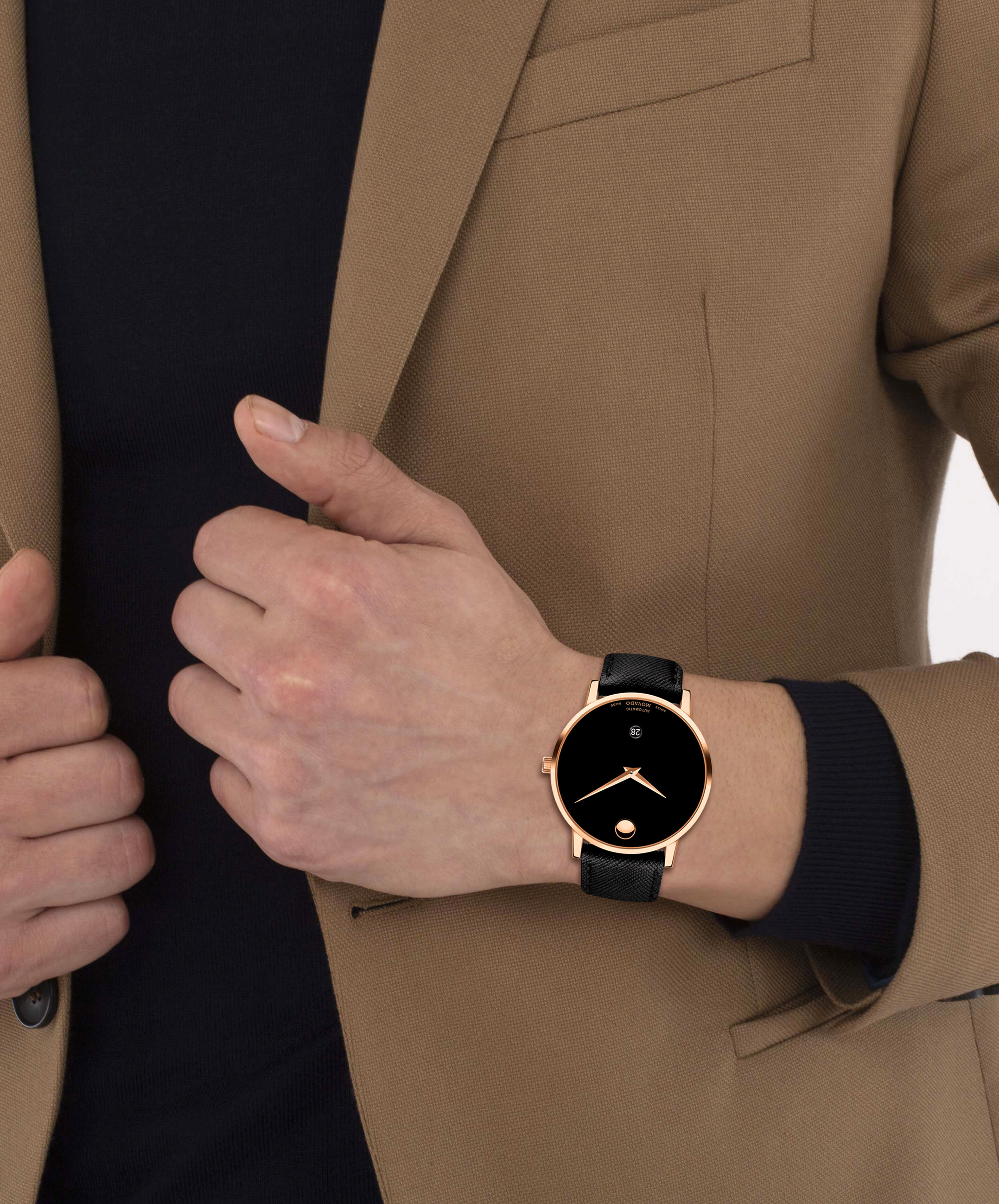 Movado | Movado Museum Classic Automatic Black Leather Strap Watch