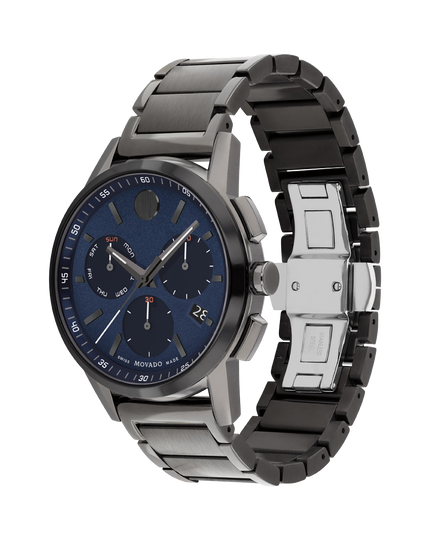 Movado | Museum Sport watch and blue with bracelet dial gunmetal