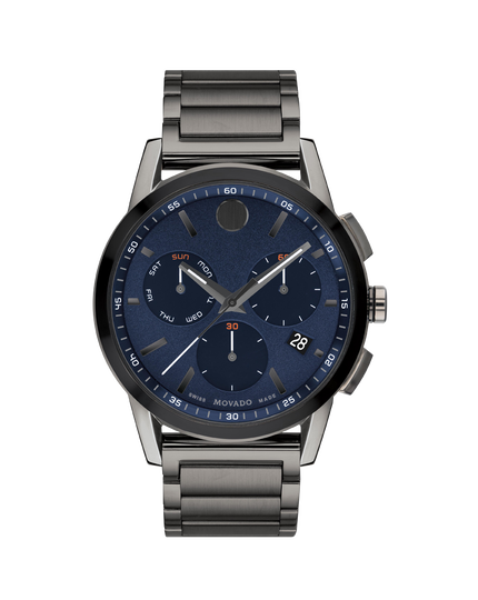 | Museum dial bracelet gunmetal with Sport and Movado blue watch