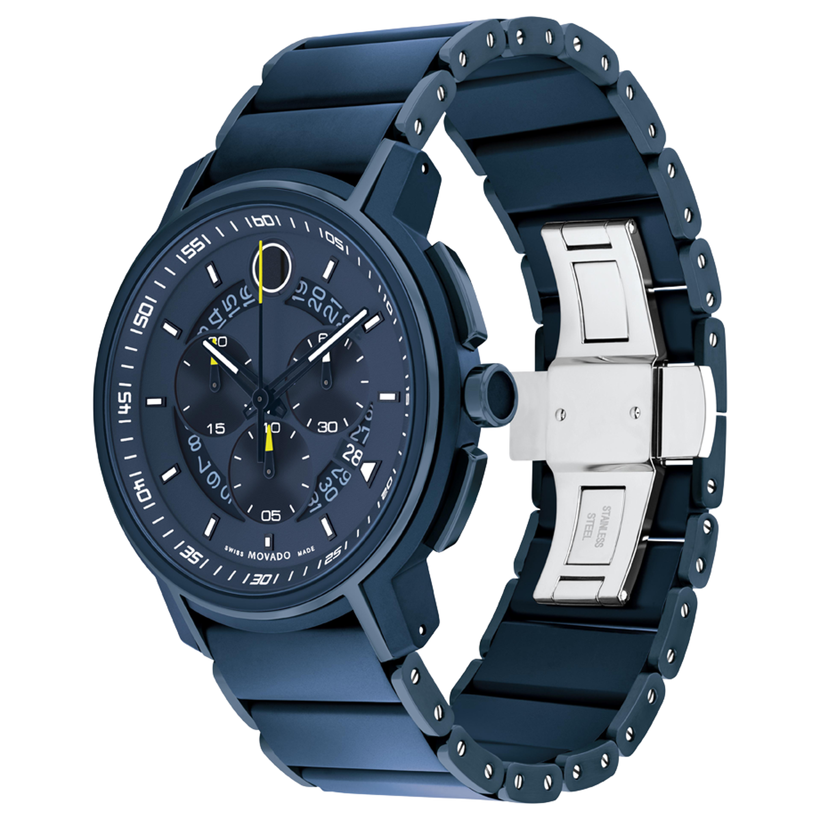 and Movado Chronograph with Strato blue Watch | bracelet blue dial