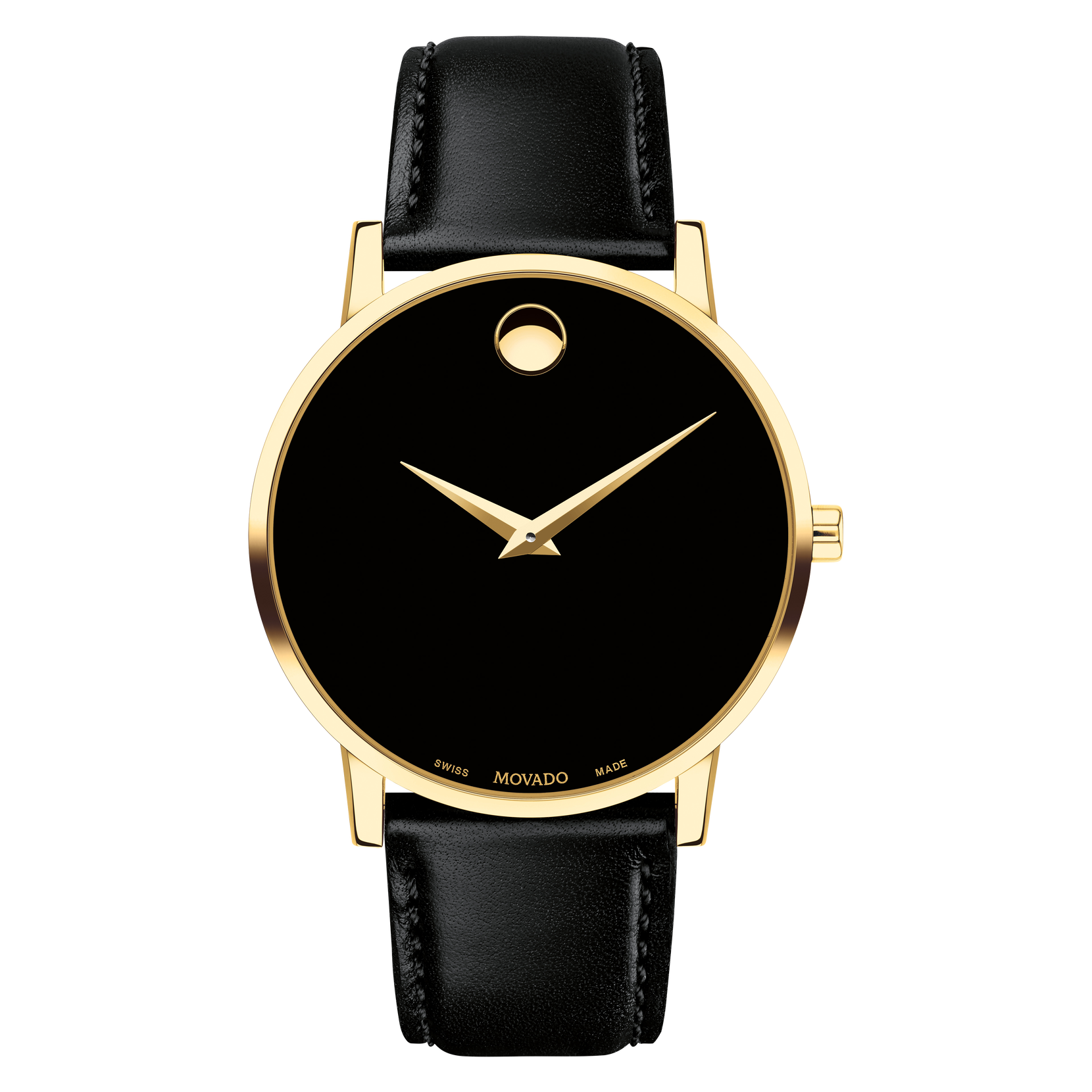 Watch Museum With Classic Black Men\'s Gold | Strap Movado PVD