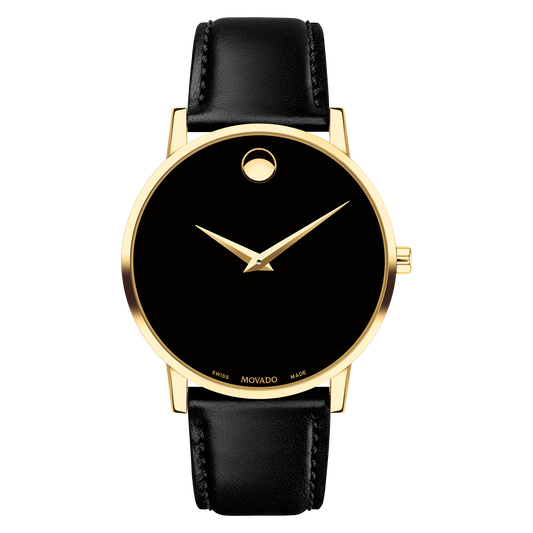 With PVD Men\'s Strap | Classic Gold Watch Black Museum Movado