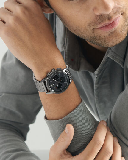 chronograph | dial with bracelet watch Museum black Movado Sport stainless steel Movado