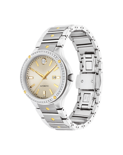 Movado | bracelet and Automatic silver watch with gold SE dial