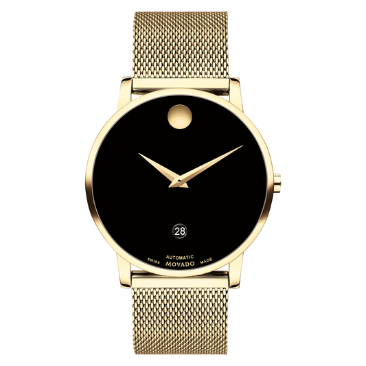 Movado | Museum Classic watch strap and with gold dial black