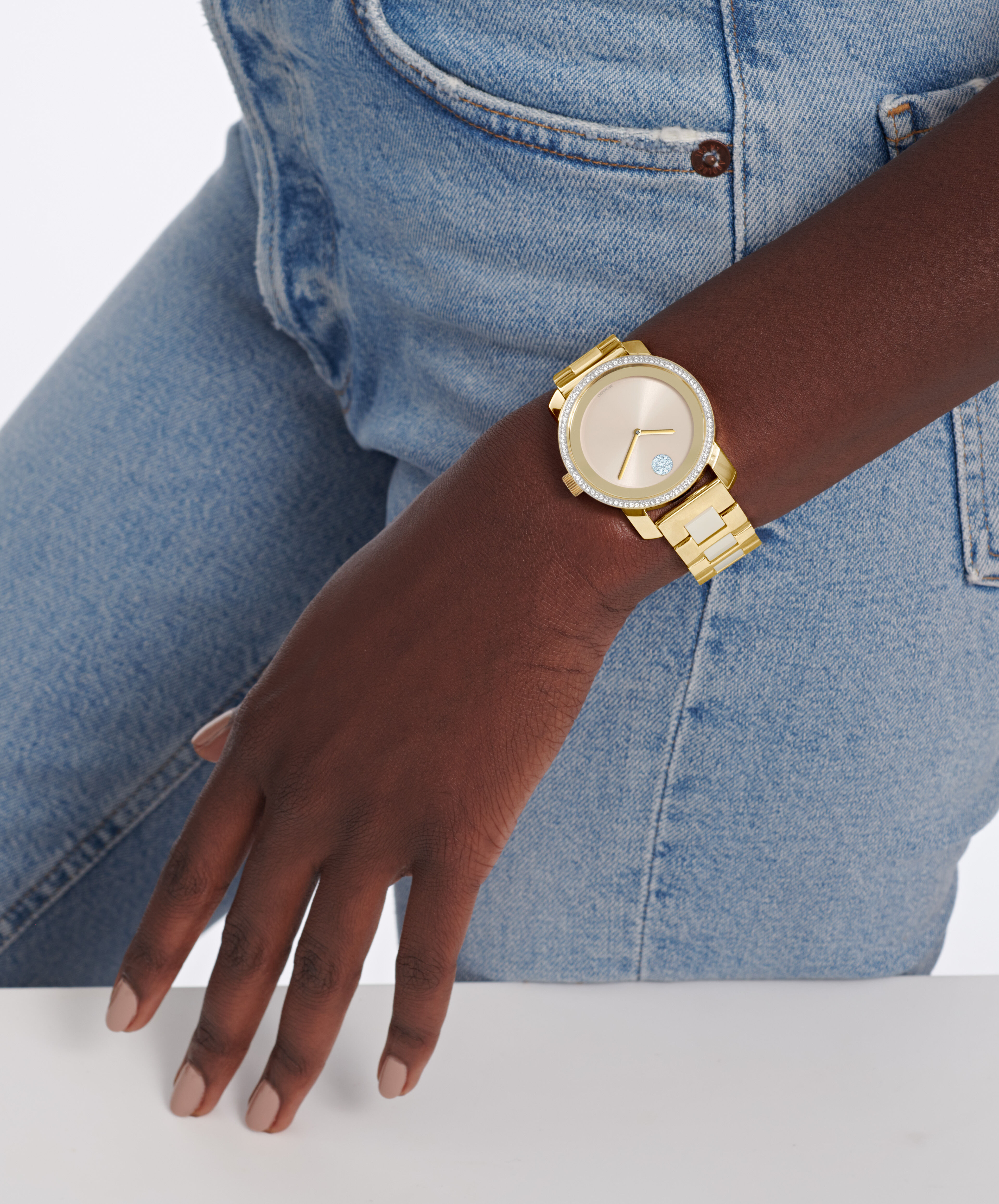 INC International Concepts Women's Gold-Tone Denim Strap Watch Set 36.8mm,  Created for Macy's - Macy's