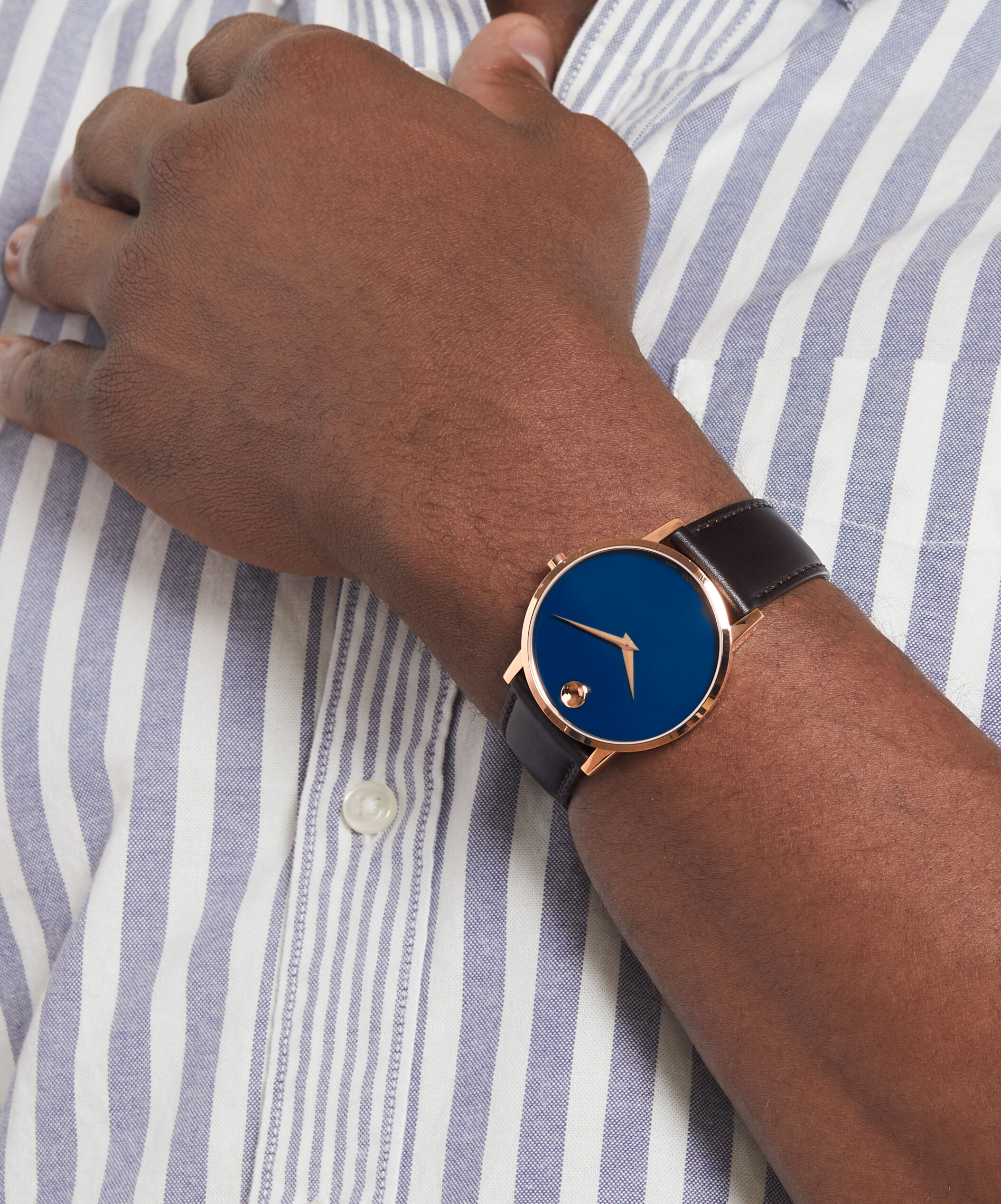 Movado | Museum Classic watch with brown leather strap and blue dial