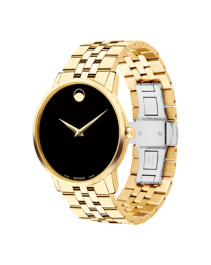 Museum PVD Movado Men\'s Bracelet With Dial Classic Black Watch Gold |
