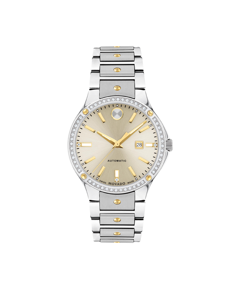 Movado | SE Automatic watch with gold dial and bracelet silver