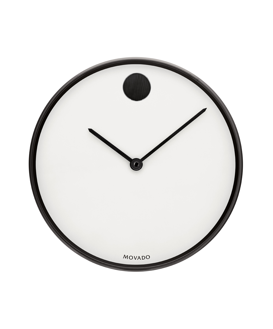 Modern 47 wall clock with white dial and black hands - Movado