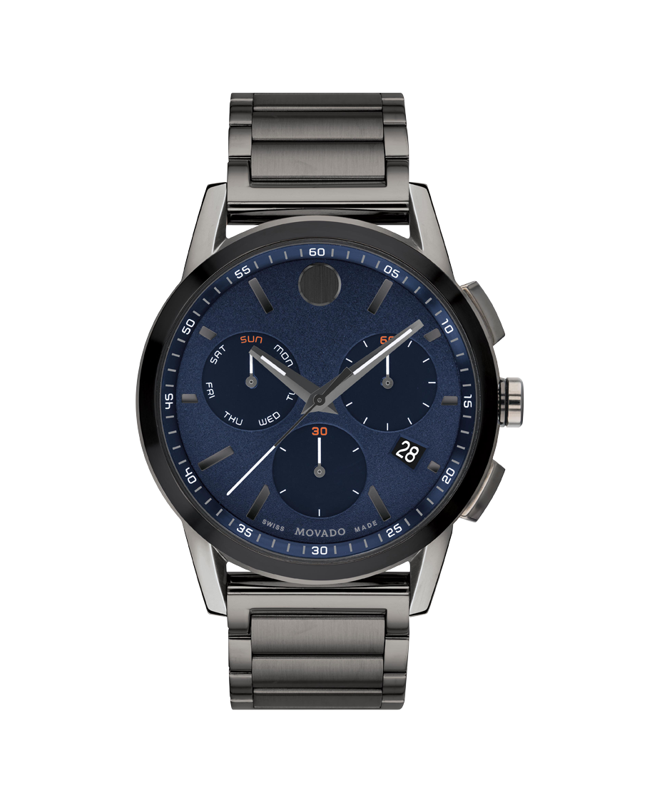 Museum Sport watch with bracelet and Movado - dial gunmetal blue
