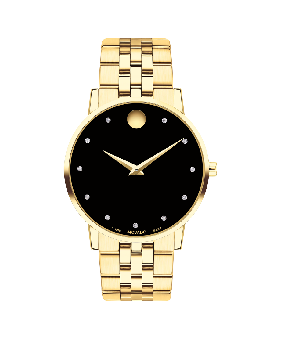 Museum Classic watch with dial and bracelet Movado black gold 