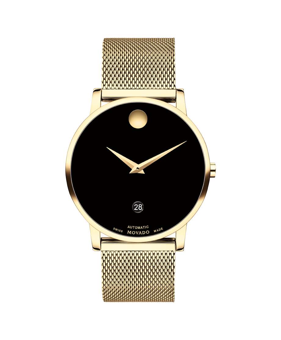 Museum Classic watch with gold black strap and dial Movado 